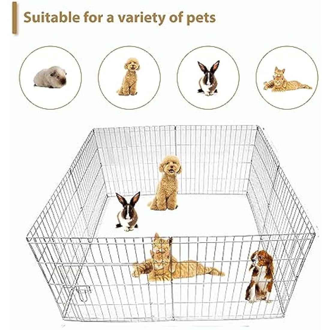 Ellie-Bo Easy-Up 8 Piece Foldable Portable Dog Puppy Play Pen with Door for Indoor/Outdoor Use 61cm High, Rabbit, Cat, Guinea Pigs
