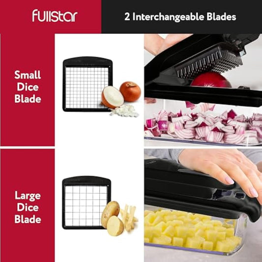 2-in-1 Black Vegetable Cutter - Manual Veggie Onion Salad Food Chopper - Potato Chipper - Veg Chopper and Dicer - Kitchen Tools & Gadgets
