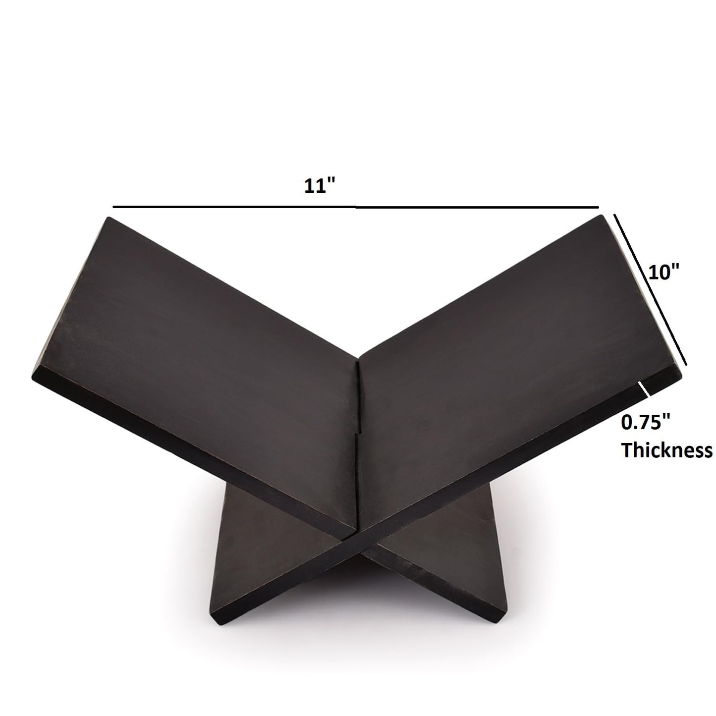 Indus Lifespace Book Stands Mango Wood Cross Frame Black Wooden Book Holder, for Magazine, Art Book, Cook Book, Bible, Quran (11" x 10" x 0.75")