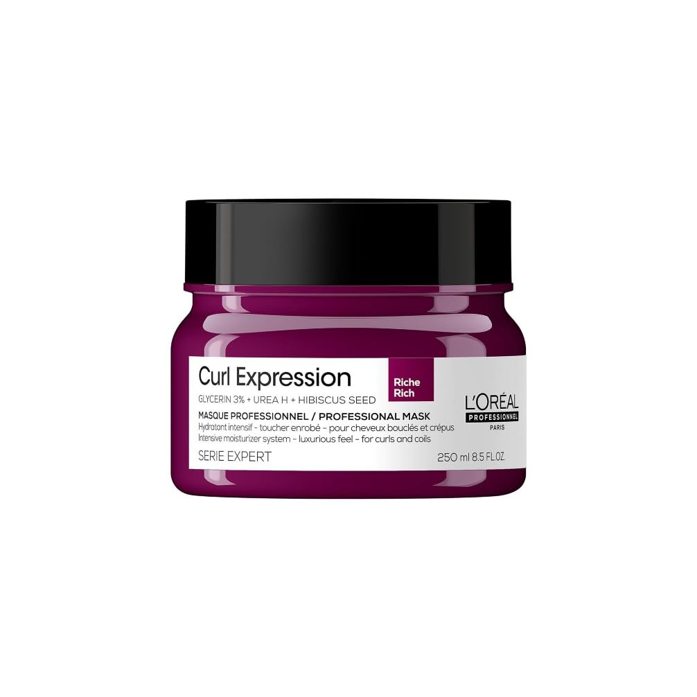 L'Or?al Professionnel Intensely Moisturising Rich Hair Mask, For Curly & Coily Hair, With Glycerin, Urea H and Hibiscus Seed Extract, Serie Expert