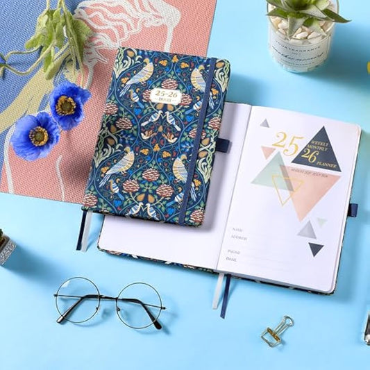 Academic Diary 2025-2026 - A5 Diary Week to View from August 2025 to July 2026, Pen Holder, Inner Pock, Premium Hardcover, 14.6 * 21.4 cm