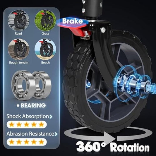 Sekey 200L Folding Festival Trolley with All-Terrain Wheels and Brake, Heavy-Duty Cart Loadable up to 150KG (330LB), Patented Four-Directional Foldable Design, Wagon for Beach Camping Garden, Black