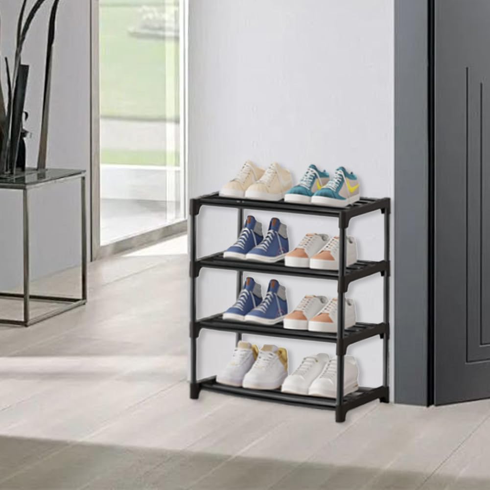 Shoe Rack, 4 Tier Small Shoe Rack, Shoe Storage Rack, Sturdy Shoe Stand