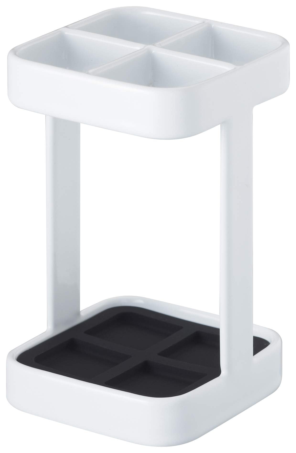 Yamazaki 2821 TOWER Toothbrush Stand, white, Steel, Minimalist, 5.5 x 5.5 x 9 cm