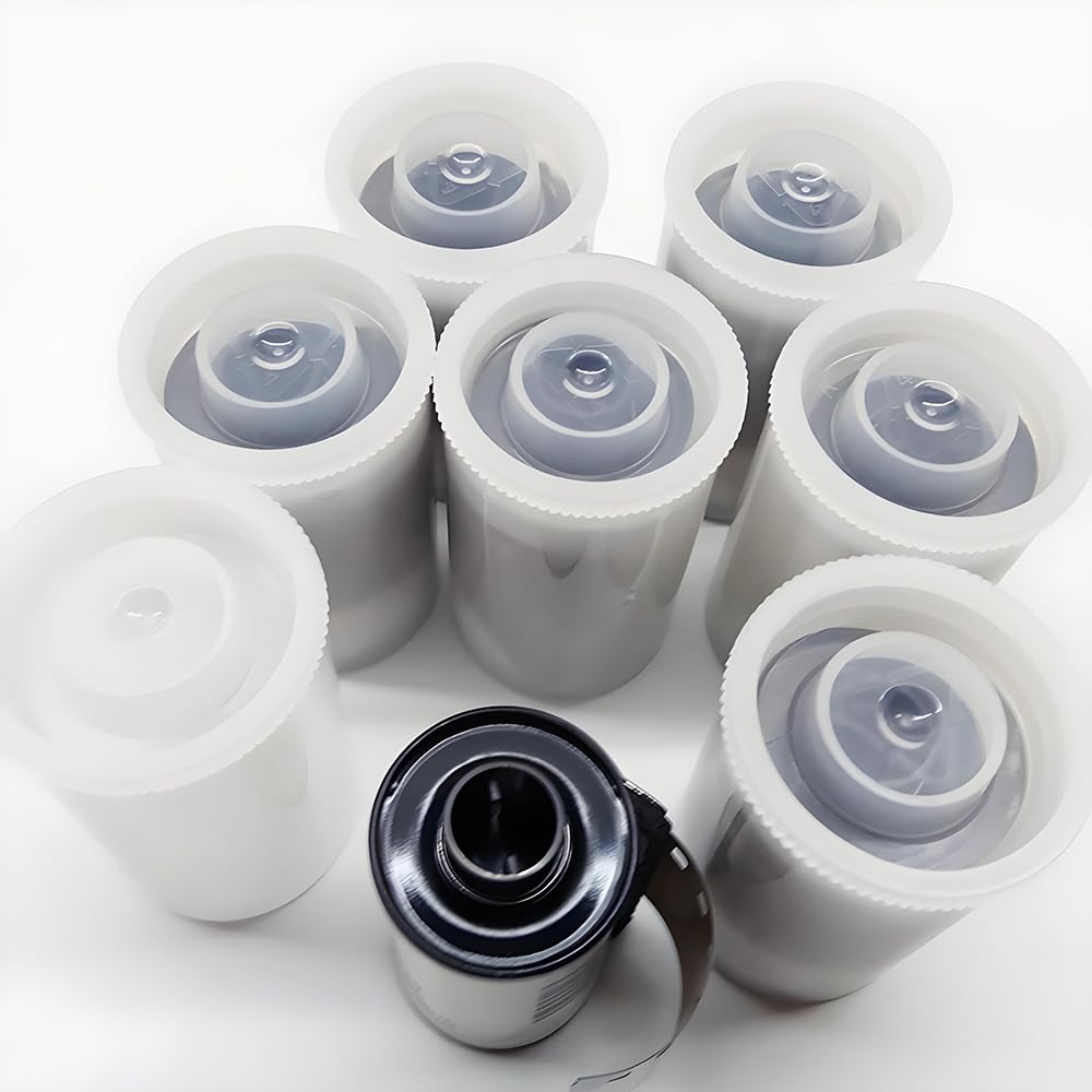 DBOO 35mm Film Canisters Pack of 30 Tight Sealing Lids White Plastic Film Canister Holder Empty Camera Reel Containers for Storing Small Accessories