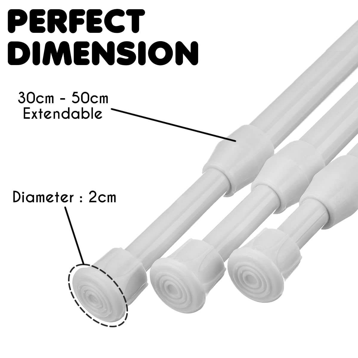 JJOnlineStore 50889 - Spring Extendable Telescopic Net Voile Tension Shower Curtain Valance Curtain Rail Loaded Pole Rod Bath Cupboard Window