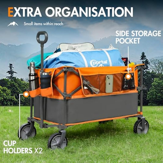 PORTAL XL Deeper Festival Trolley on Wheels 228L Larger Capacity Folding Camping Garden Beach Trolley Heavy Duty Pull along Cart Collapsible Wagon Foldable Picnic Trailer Hand Truck