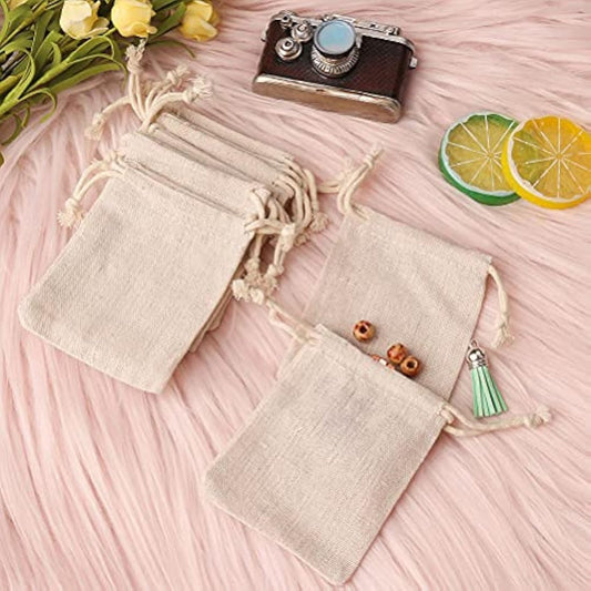 nuoshen 30 Pcs Hessian Bags, 8 X 10 CM Burlap Bags Cotton Drawstring Bag Hessian Fabric Small Drawstring Bag Gift Bag for Jewelry Wedding Christmas Party and DIY Craft