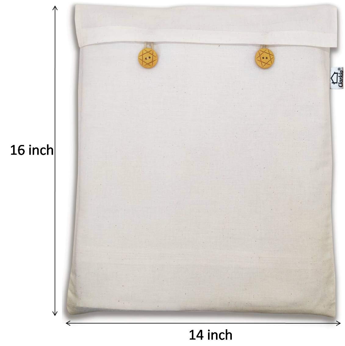Clarkia Reusable Cotton Saree Cover (Set of 12) for Storage, Wardrobe Organizer Bags Saree Bags Cotton (16x14 inch, Beige)