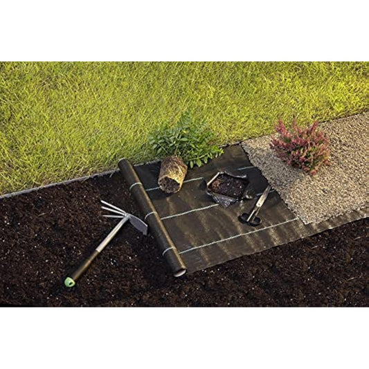 GardenMate 2m x 20m sheet woven weed control fabric - UV stabilised 100gsm landscape ground cover membrane…