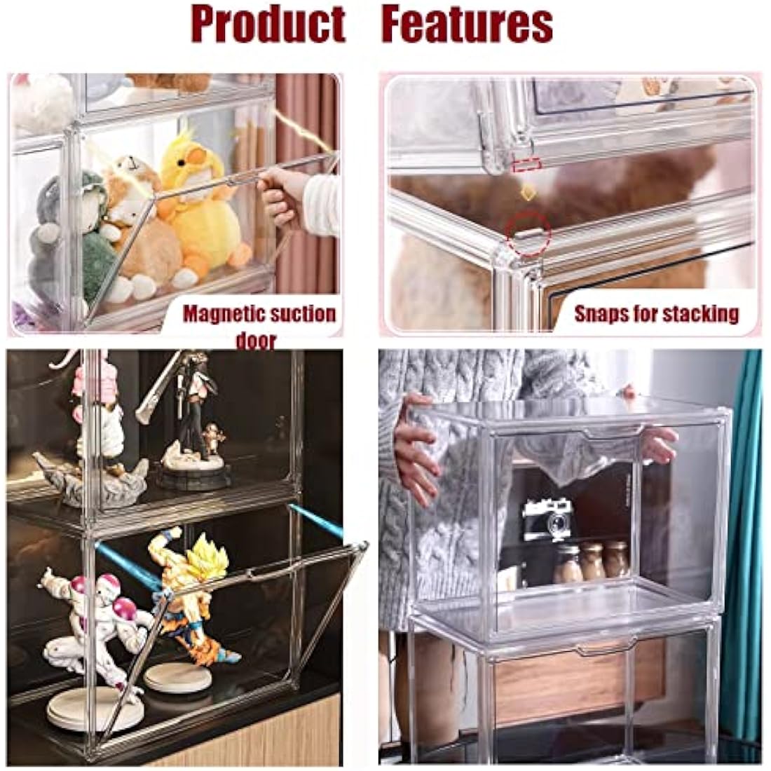 Siyecioa Acrylic Display Case for Collectibles, Transparent Acrylic Display Box with Door, Organizer & Protectors for Pop Figures, Funko Pop、Blind Box、Lego、Minifigure Figurines、Trophy(36×22×27cm)