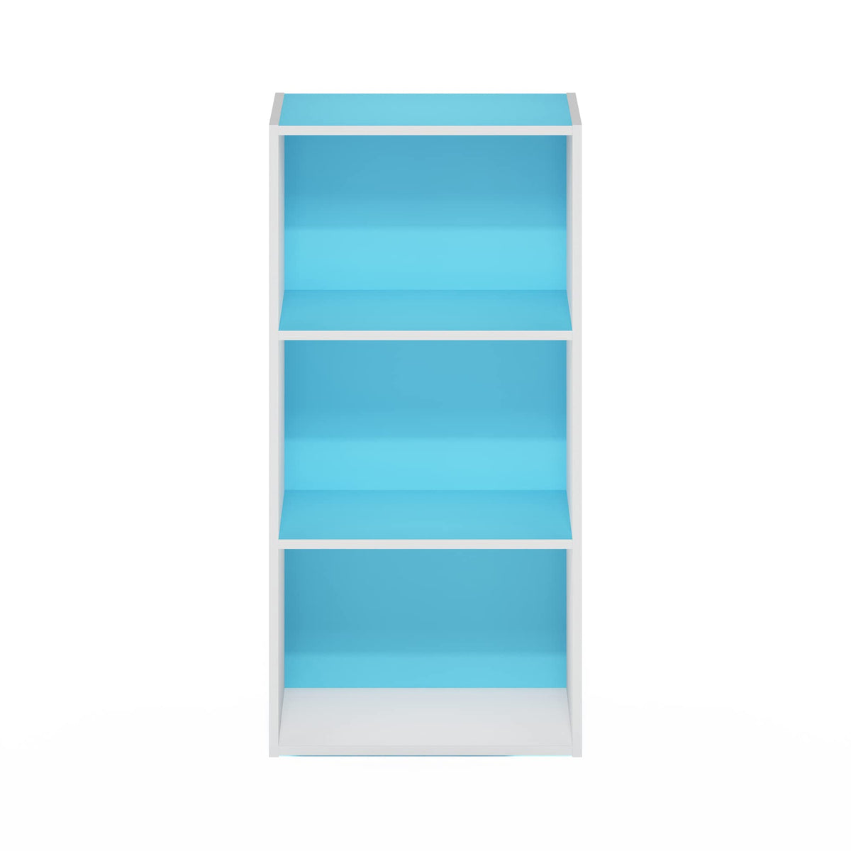 Furinno LUDER Book Shelf, 3-Tier Modern Bookshelf, Open Shelves Bookcase 9.3 x 16 x 31.4, for Living Room, Bedroom, Home Office, Light Blue/White