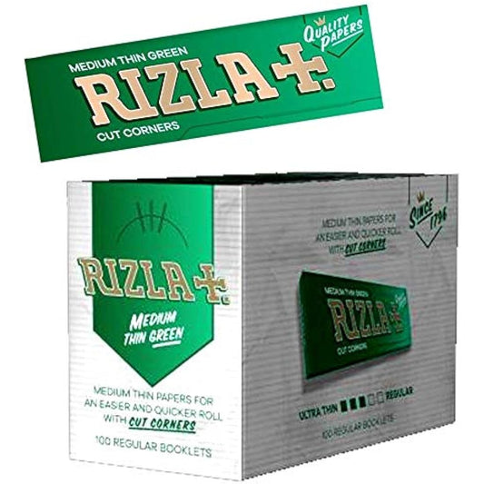 Rizla Green Cigarette Papers, 100Pks/Box, Medium Weight Paper by Tobacco Heaven