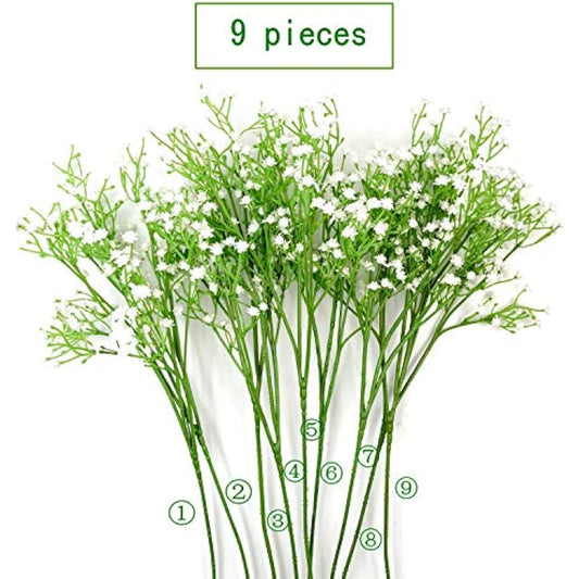 JZK 9 x Stems 27 branches of white baby’s breath artificial flowers fake gypsophila flower bouquets wedding decorations table centerpiece decor