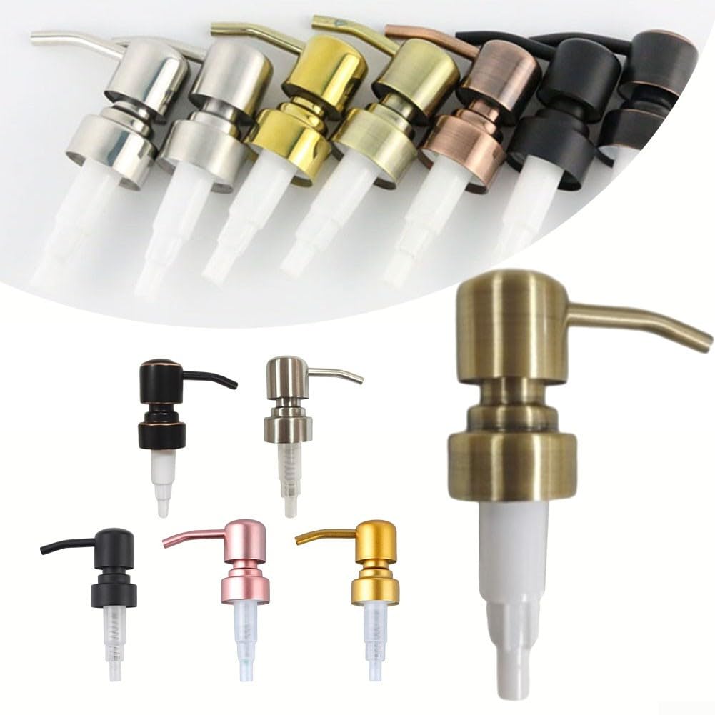 CulinaBlend Stainless Steel Lotion Soap Dispenser Pump Head 28/400 Thread Push Type Replacement Spare Bathroom Gadget (Bronze)
