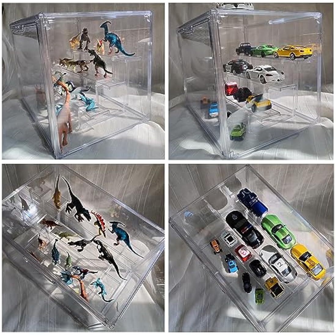 Siyecioa Display Case with 3 Ladder, Clear Acrylic Display Box with Door, Lego Display Case, Dustproof Protection Showcase for Funko Pop、Collectables、Popmart、Minifigure Figurines(36×23×27cm)