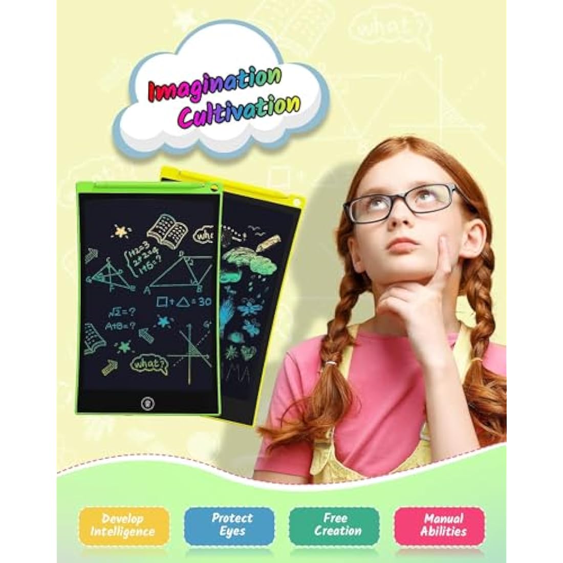 TECJOE 2 Pack LCD Writing Tablet, 8.5 Inch Colorful Doodle Board Drawing Tablet for Kids, Erasable Reusable Writing Drawing Pad, Learning Toys Gifts for 3 4 5 6 Years Old Boys and Girls Toddlers