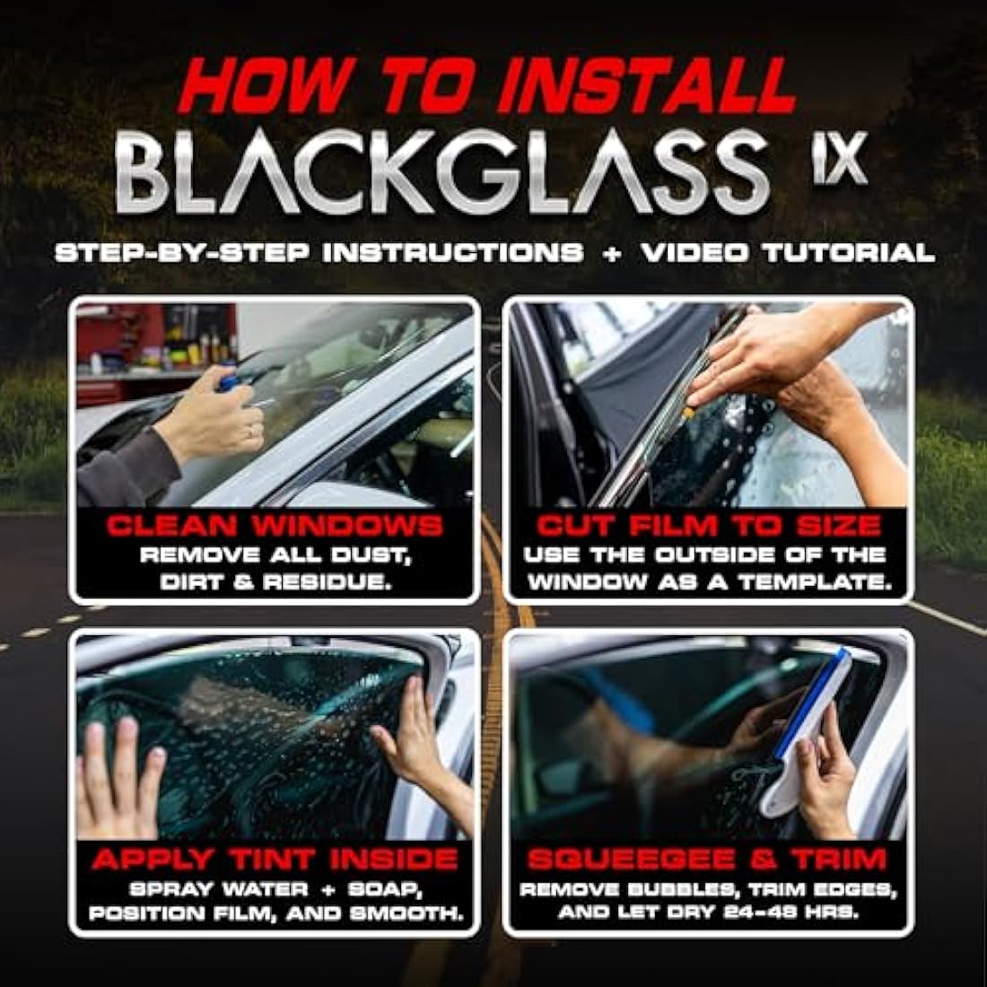 Car Window Tint BLACKGLASS IX Professional Quality Window Tinting Film for Van & Vehicles (15% VLT, 6m x 65cm, 2 Ply, Dark Smoke Tint) Solar, Glare and Privacy Film With Installation Instructions