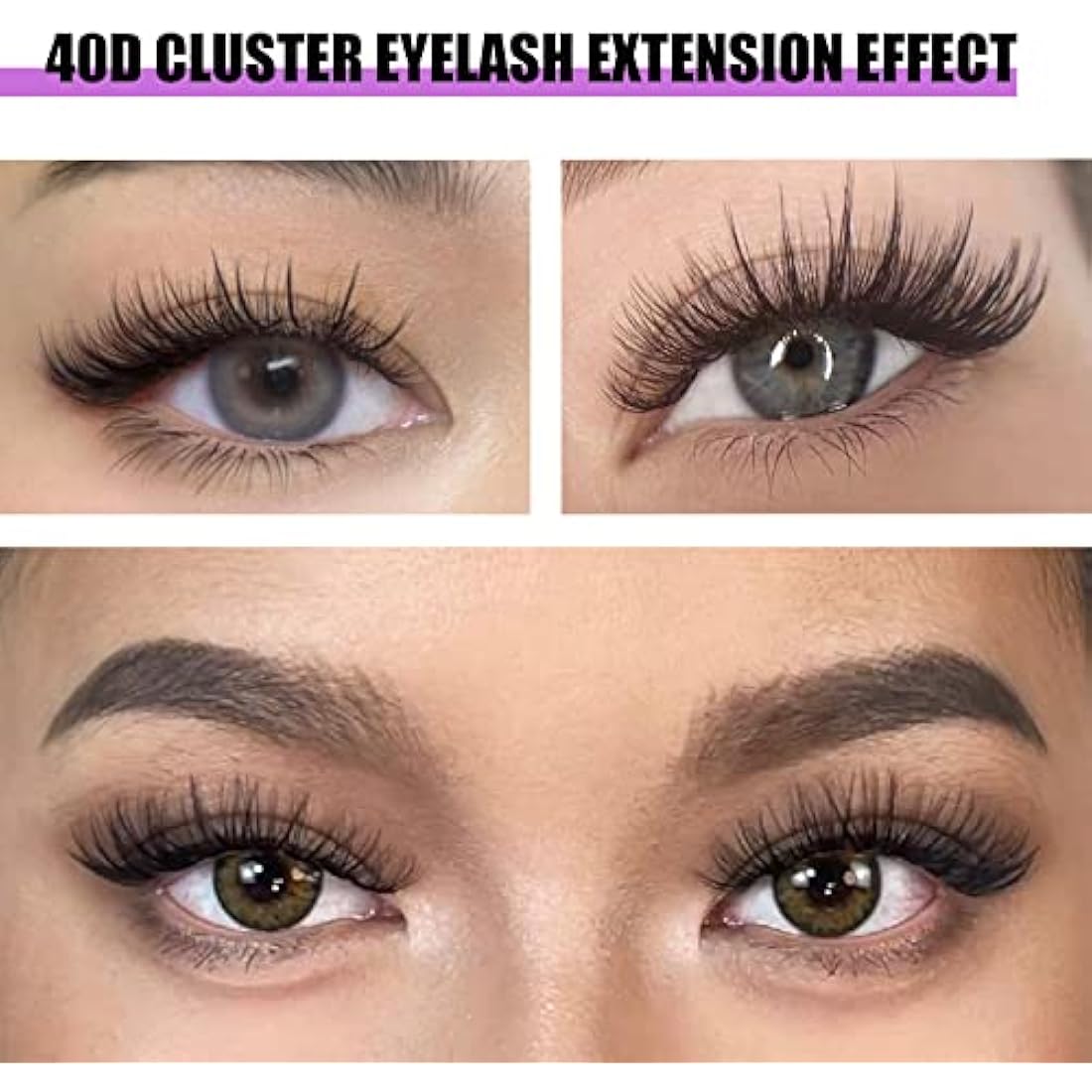 Cluster Eyelash 240pcs 40D 0.07 D Curl 9mm Cluster Eyelashes Extensions, Soft Individual Lashes Natural False Eyelashes Clusters DIY Eyelash Extension At Home (9mm, 40D-D-0.07)