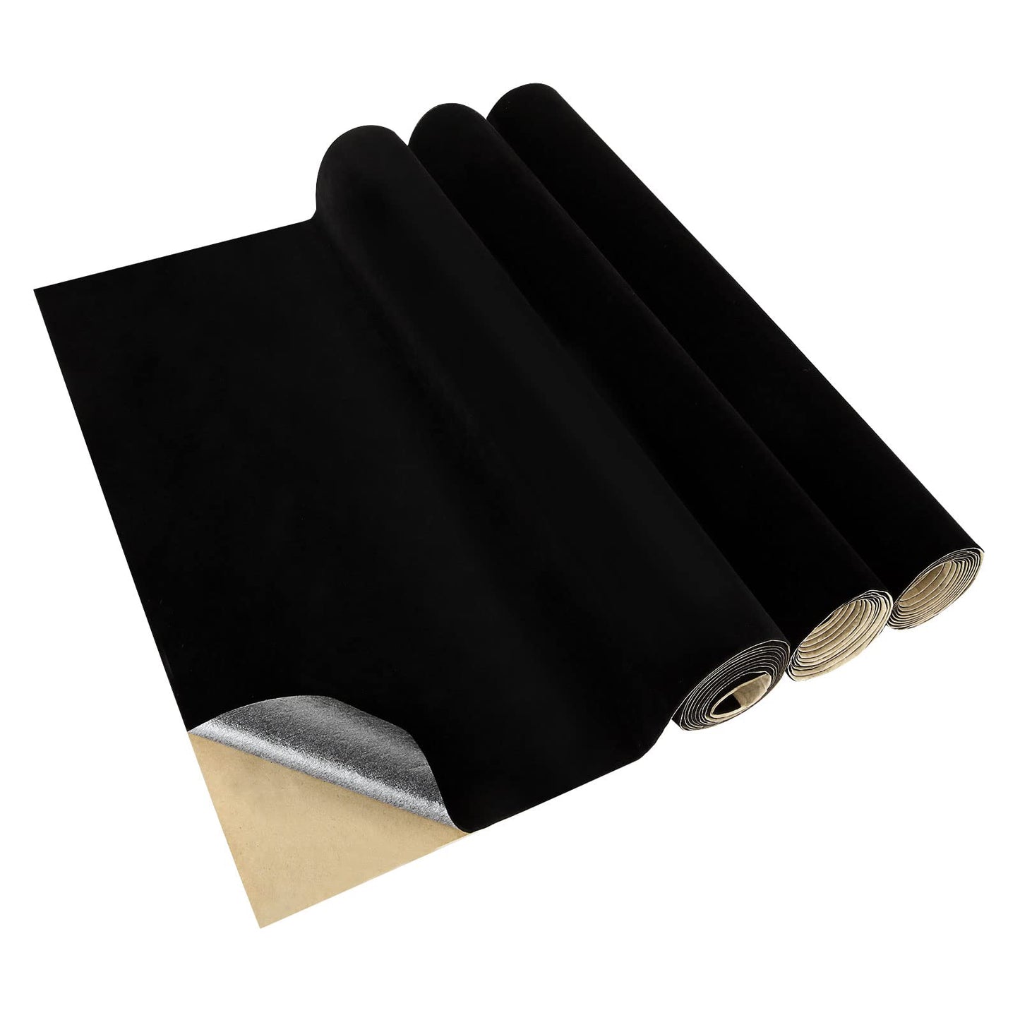 YOUNTHYE 3PCS Black Felt Fabric Self Adhesive Felt, 40cmx4.4m Sticky Back Felt Sticky Black Velvet Fabric Velvet Sheets for Jewelry Box Drawer Diy