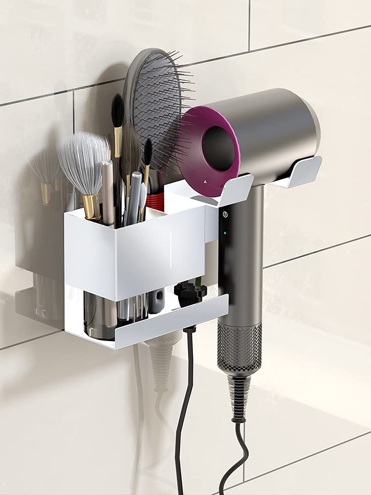 Hosoncovy Metal Hair Dryer Wall Mount Holder Hair Dryer Wall Hanger Toiletries Wall Storage Organizer Electric Shaver Wall Mount for Dyson Supersonic