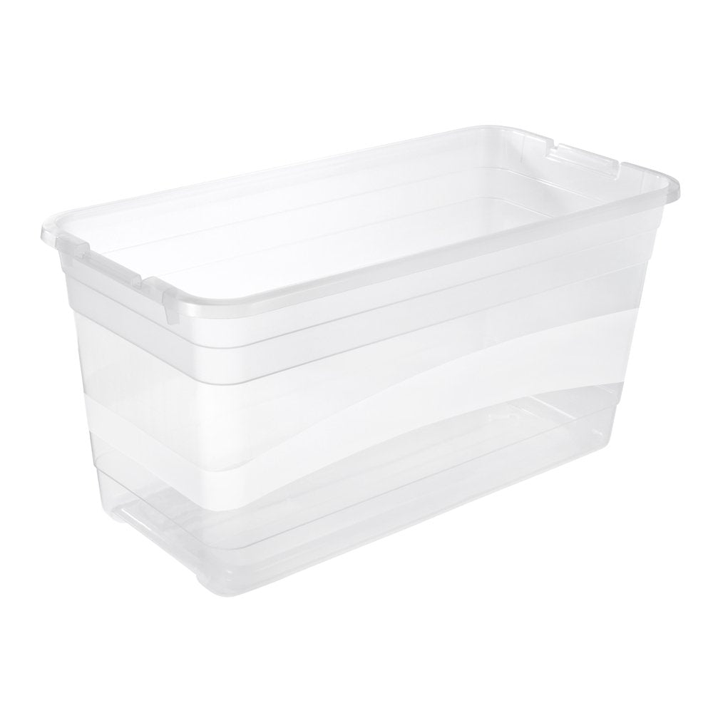 keeeper Cornelia 2 x Storage Box with Lid and Sliding Closure, 79.5 x 39.5 x 40 cm, 83 L, Transparent