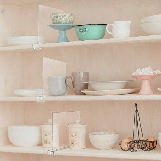 Okydoky Acrylic Shelf Dividers for Closet, Wood Closets Shelf Separator and Organizer, Transparent Closet Organizer Divider for Kitchen Cabinets,