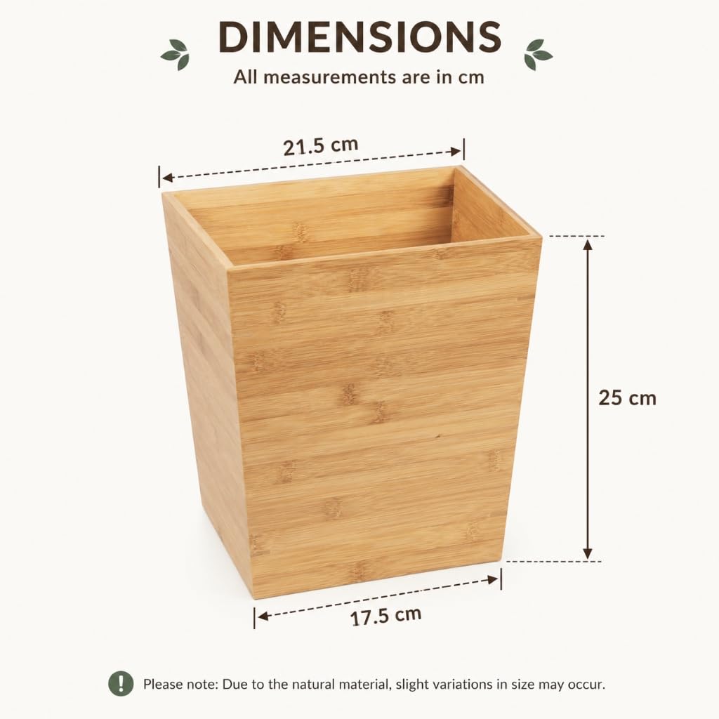 woodluv Trash Can Waste Bin Paper Bin, Wastebasket Wooden Rubbish Trash Can for Home or Office