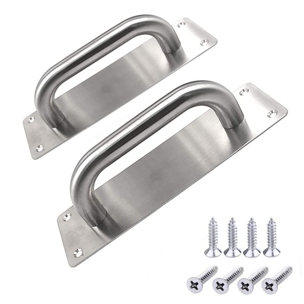 WANLIAN Pull Push Door Plate Handle Stainless Steel Heavy Duty Barn Door Pull for Shed Commercial Fire Door with Mounting Screws,Cupboard Toilet