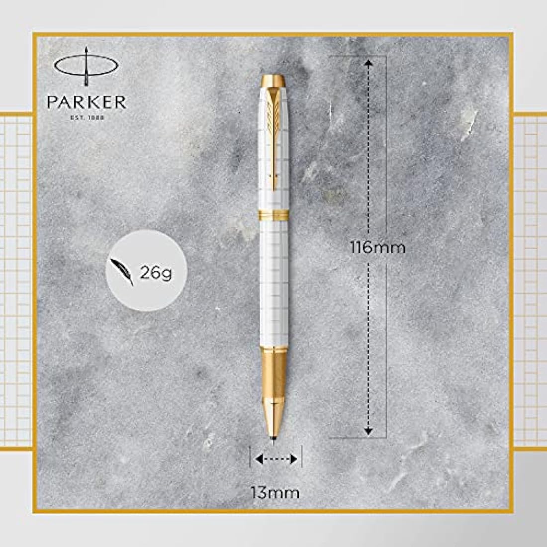 Parker IM Rollerball Pen | Premium Pearl Lacquer with Gold Trim | Fine Point with Black Ink Refill | Gift Box