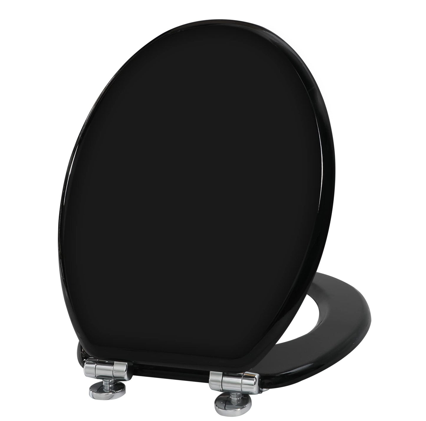 Angel Shield Wooden Toilet Seat with Adjustable Soft Close Hinges Antibacterial Molded Wood Toilet Seat Quick Release Removable Lid for Easy Cleaning