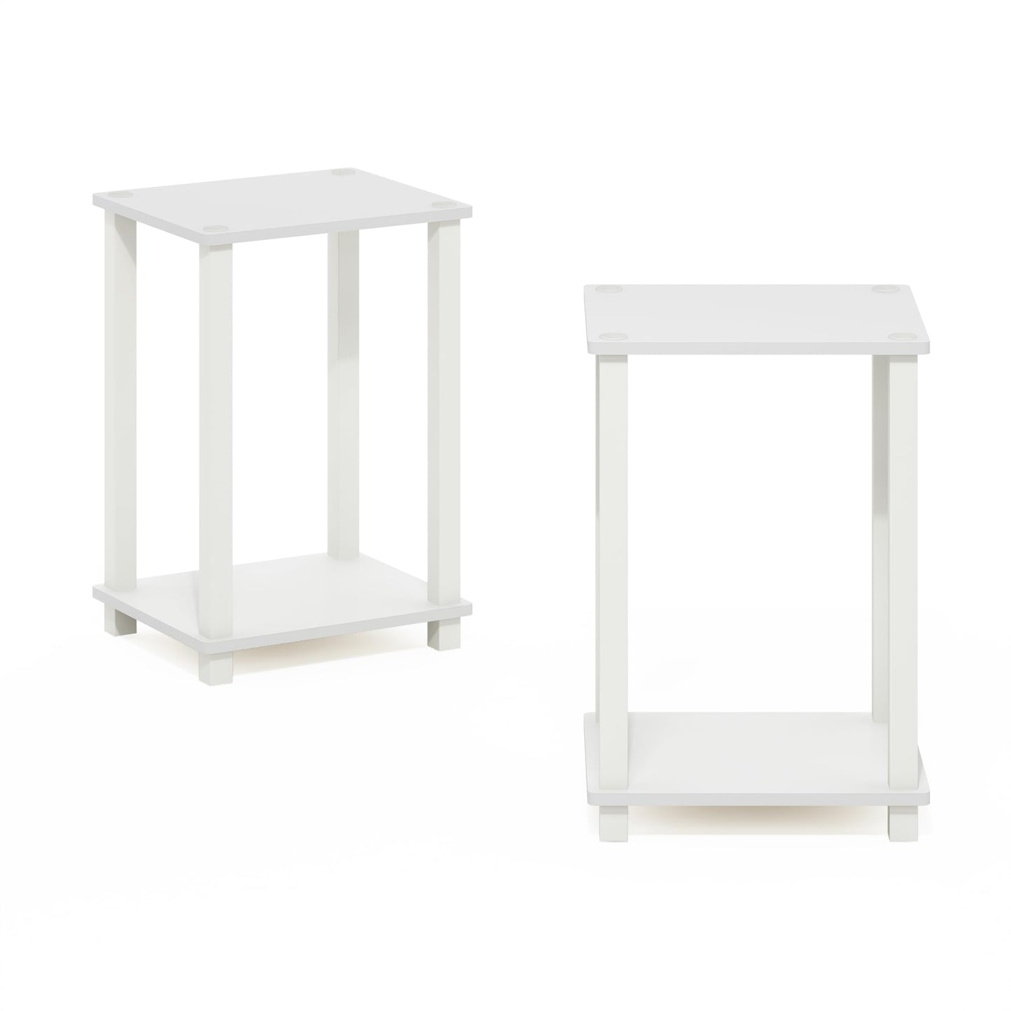 Furinno Simplistic Side Tables Set of 2, 2-Tier Small End Tables with Open Shelf, Easy Assembly Toolless Night Stands, Nightstand, for Living Room