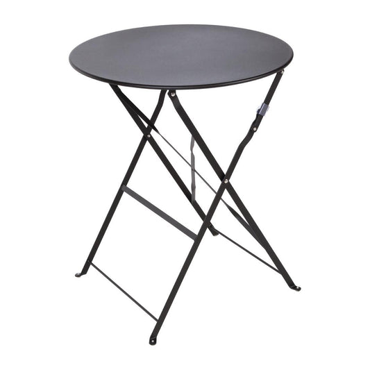Bolero Black Pavement Style Steel Table 710X595mm Garden Restaurant Commercial