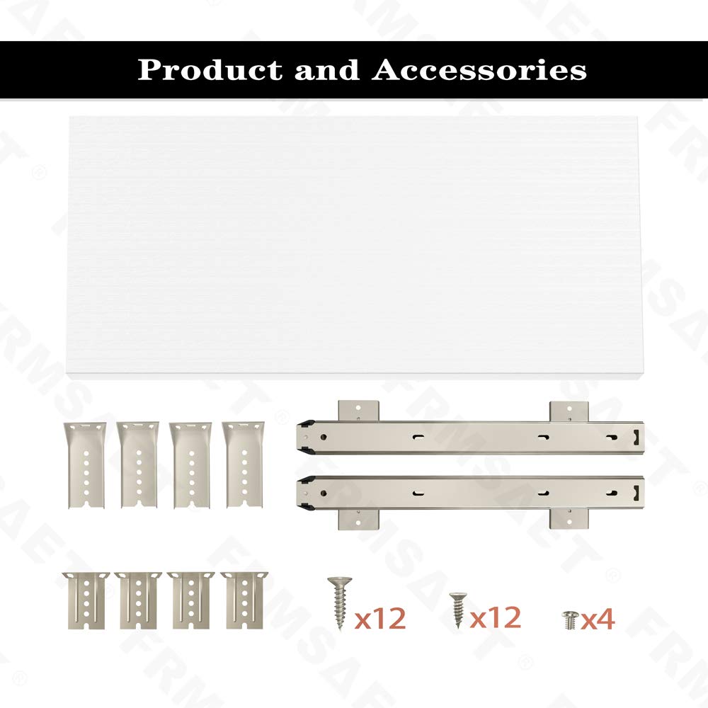 FRMSAET Under Desk 20/24/30 inch Keyboard Drawer Platform(24 inch,White)