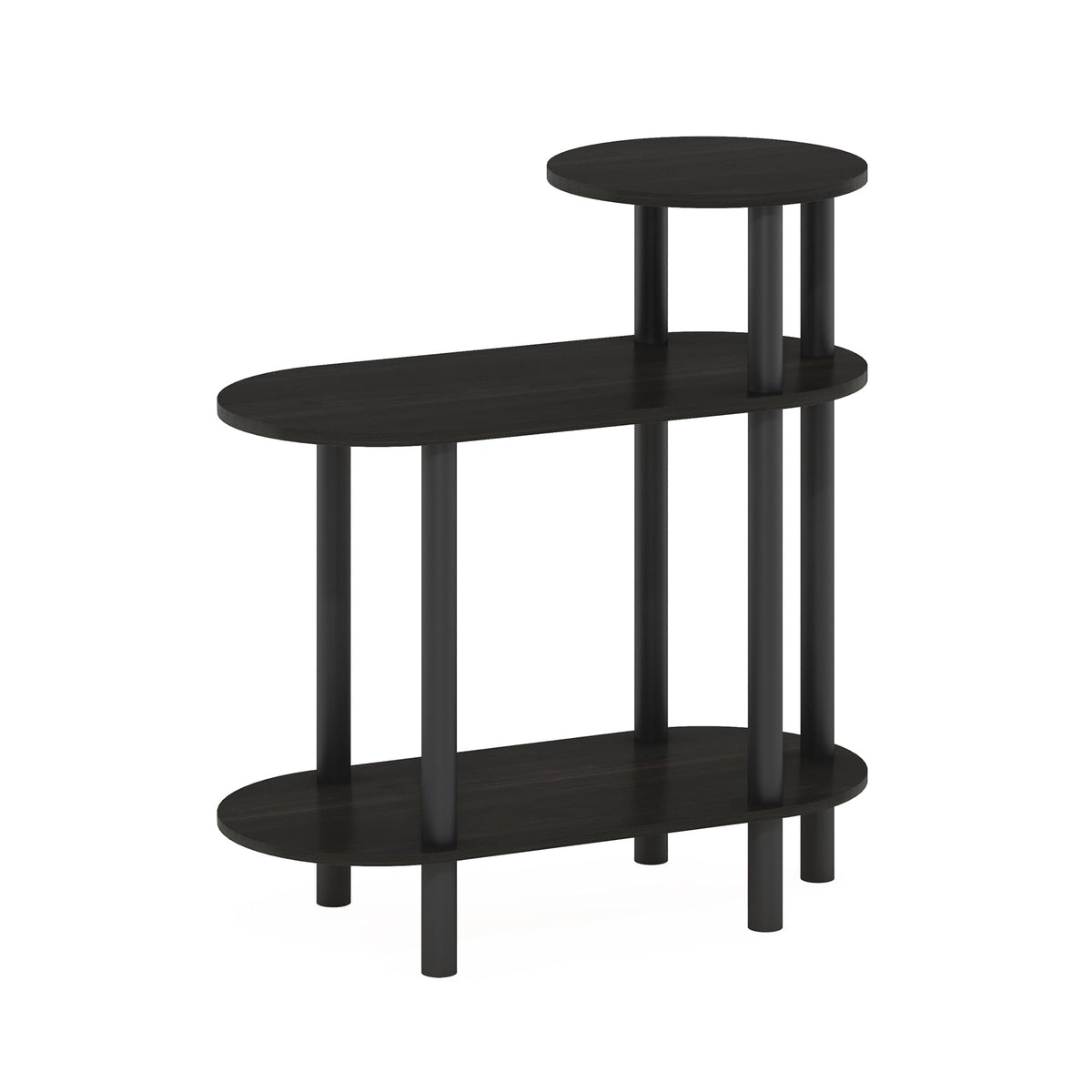 Furinno TURN-N-TUBE Side Table, 3-Tier Oval Sofa End Table with Open Shelf, Toolless Assembly Night Stand, Bedside Table, for Living Room, Bedroom