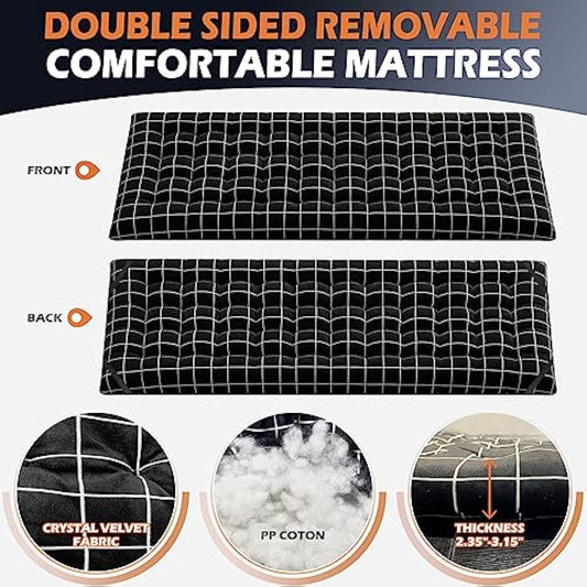 ATORPOK SHOP Camp Beds for Adults with Cushion, Comfortable Travel Camping Cot for Sleeping, Portable Tent cot with Carry Bag Supports 450 lbs (Black)