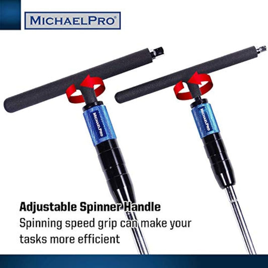 MichaelPro T Bar Wrench Set 1/4" & 3/8" Drive 2 Way Speed Adjustable T Handle Spanner Set, Patented Design with Spinner Handle, 3 Level Grip Positions, Socket Spanner MP009015