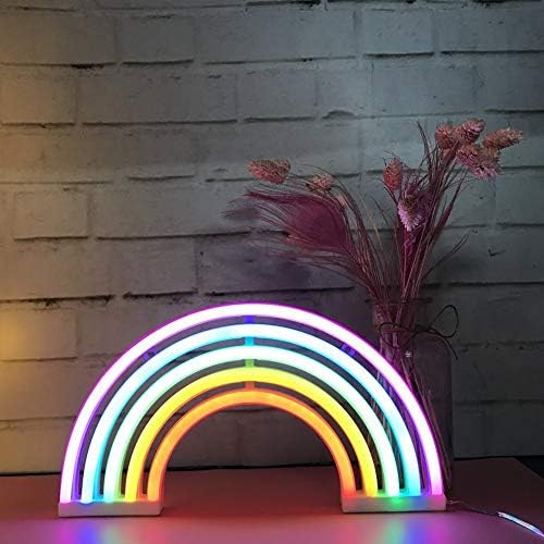 Rainbow LED Neon Signs Art Colorful Neon Lamp Night Lights Indoor Wall Decor for Home Party Anniversary Valentine Gifts Bedroom Decoration