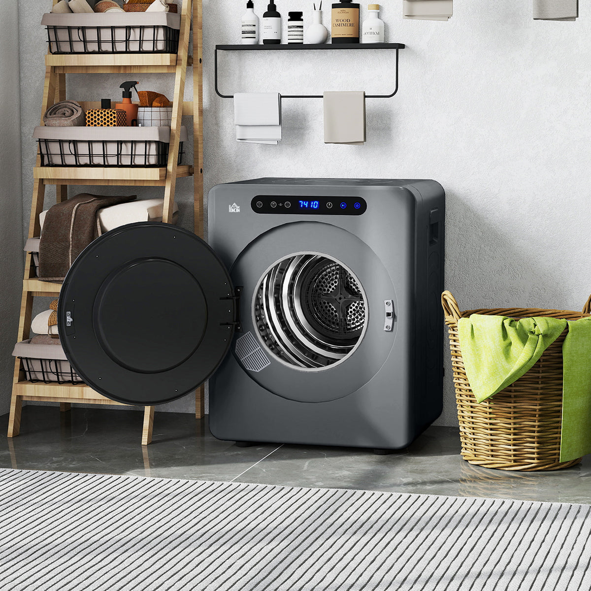 HOMCOM 4kg Compact 40-60℃ Tumble Dryer - Grey