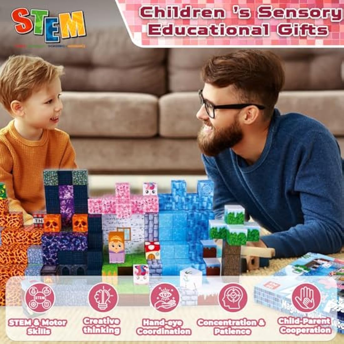 ToyUnited Magnetic Blocks, 150PCS Magnetic Building Blocks Tiles Cubes for Ages 3 4 5 6 7 8 9 10 Boys&Girls, Dark Swordsman Construction Toys STEM Sensory Toys for Kids Birthday Gifts