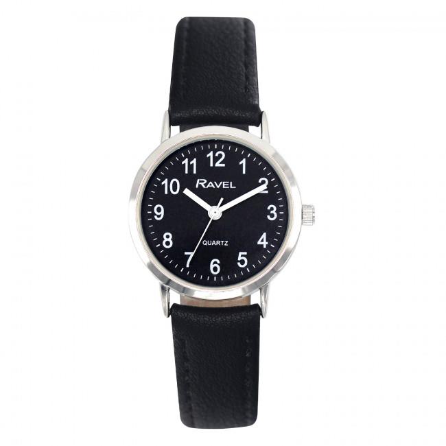 Ravel Ladies Basic Black Dial Black Leather Strap Watch R0129.23.2