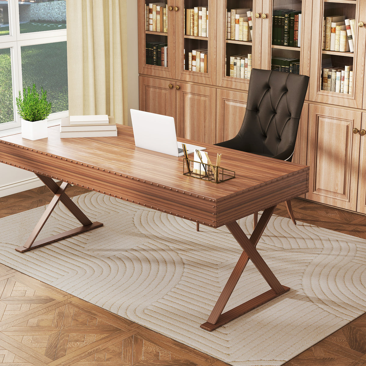HOMCOM Modern Geometric Rug, Thick & Plush, Non-Slip, 230 x 160 cm, Cream, Living Room, Bedroom, Office