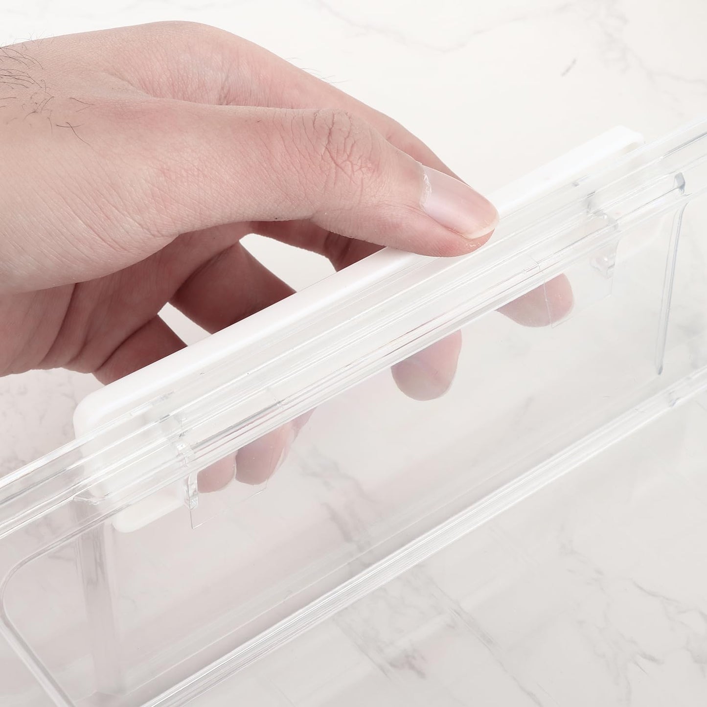 MEIDIV 4 PCS Plastic A4 Storage Boxes with Lids, 34.7x23.4x6.5CM Clear Stackable Shallow Storage Box, A4 Box for Paper Storage, Document, Stationery