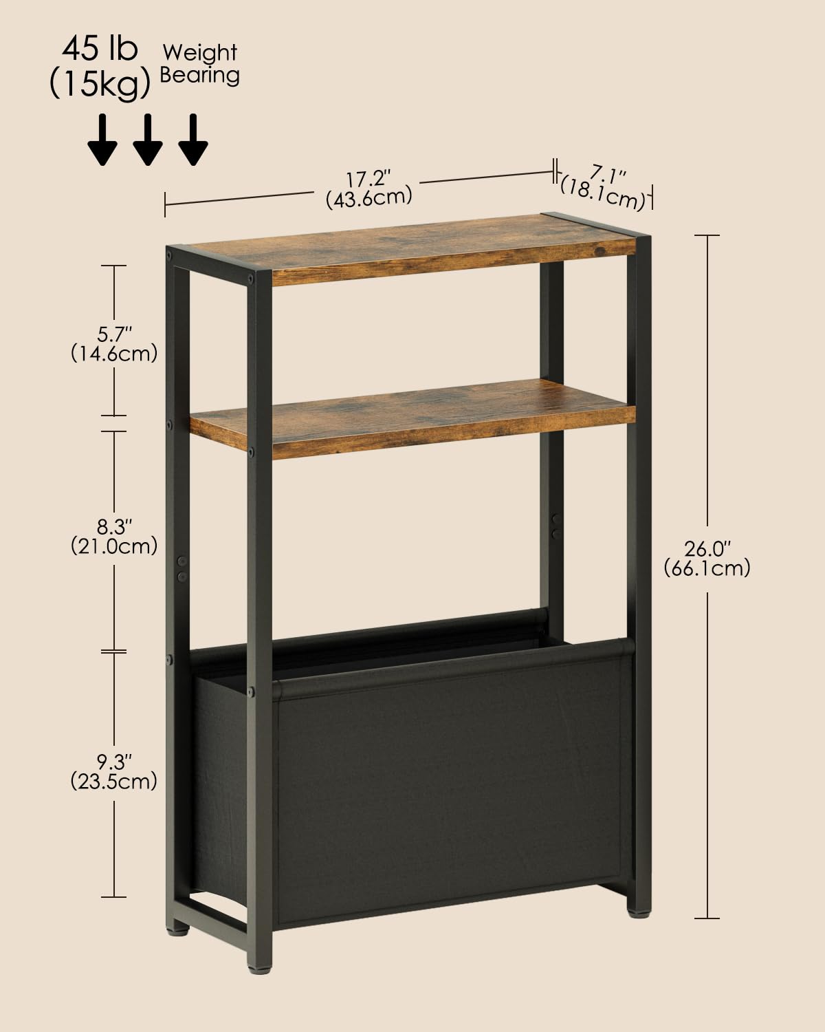 Apetaccat Narrow Side Table for Small Spaces, Small End Table with Storage Basket, Slim Bedside Table for Bedroom