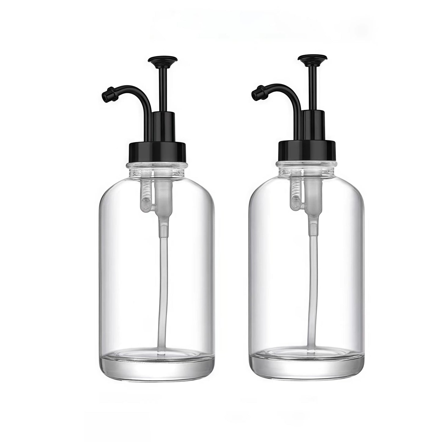 2 Pack Coffee Syrup Pump Coffee Station Coffee Syrup Dispenser Glass Honey Pot Honey Jar Shampoo and Conditioner Dispenser (Black)