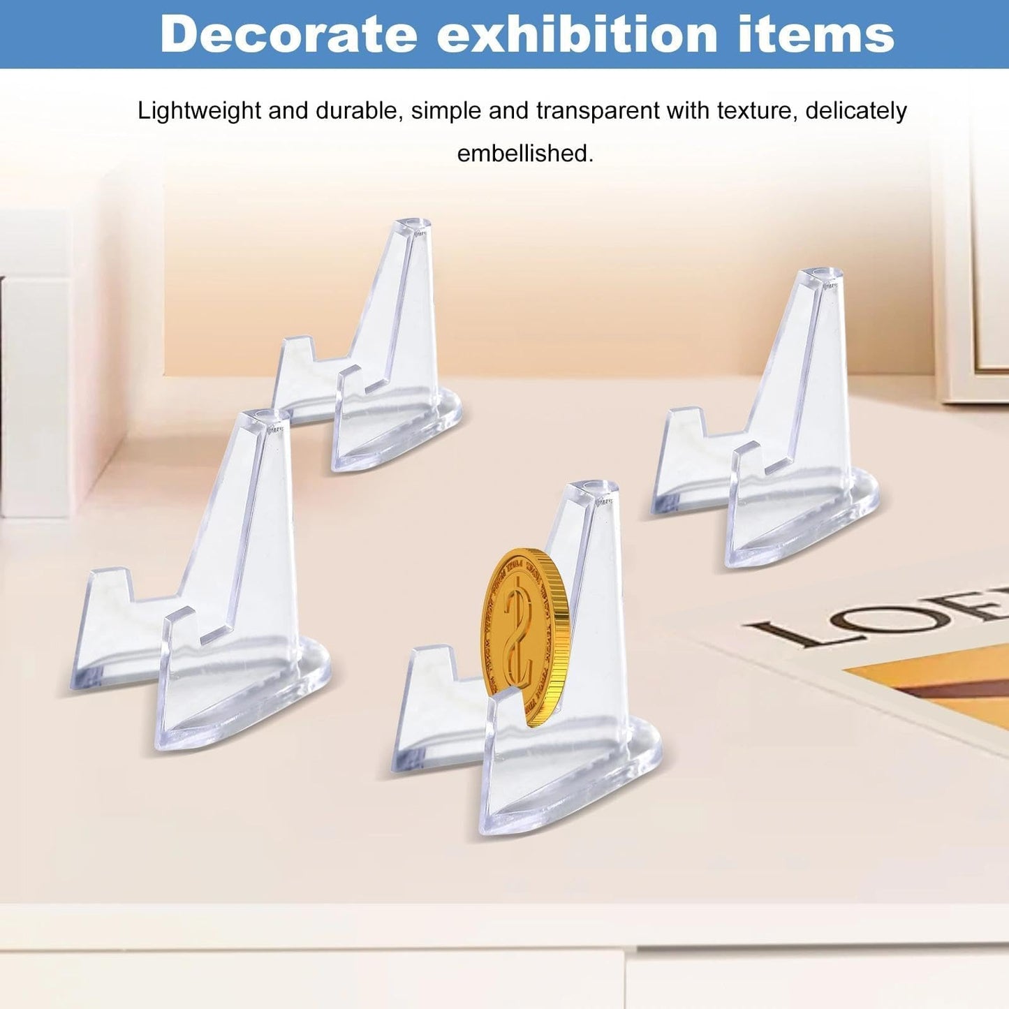 HAOXIZI 22 Pcs Card Display Stand, Coin Stand Mini Easel, Anti-Slip Clear Easel Stands, Coin Display, For Coins, Capsules, Phone, Medals, Cards