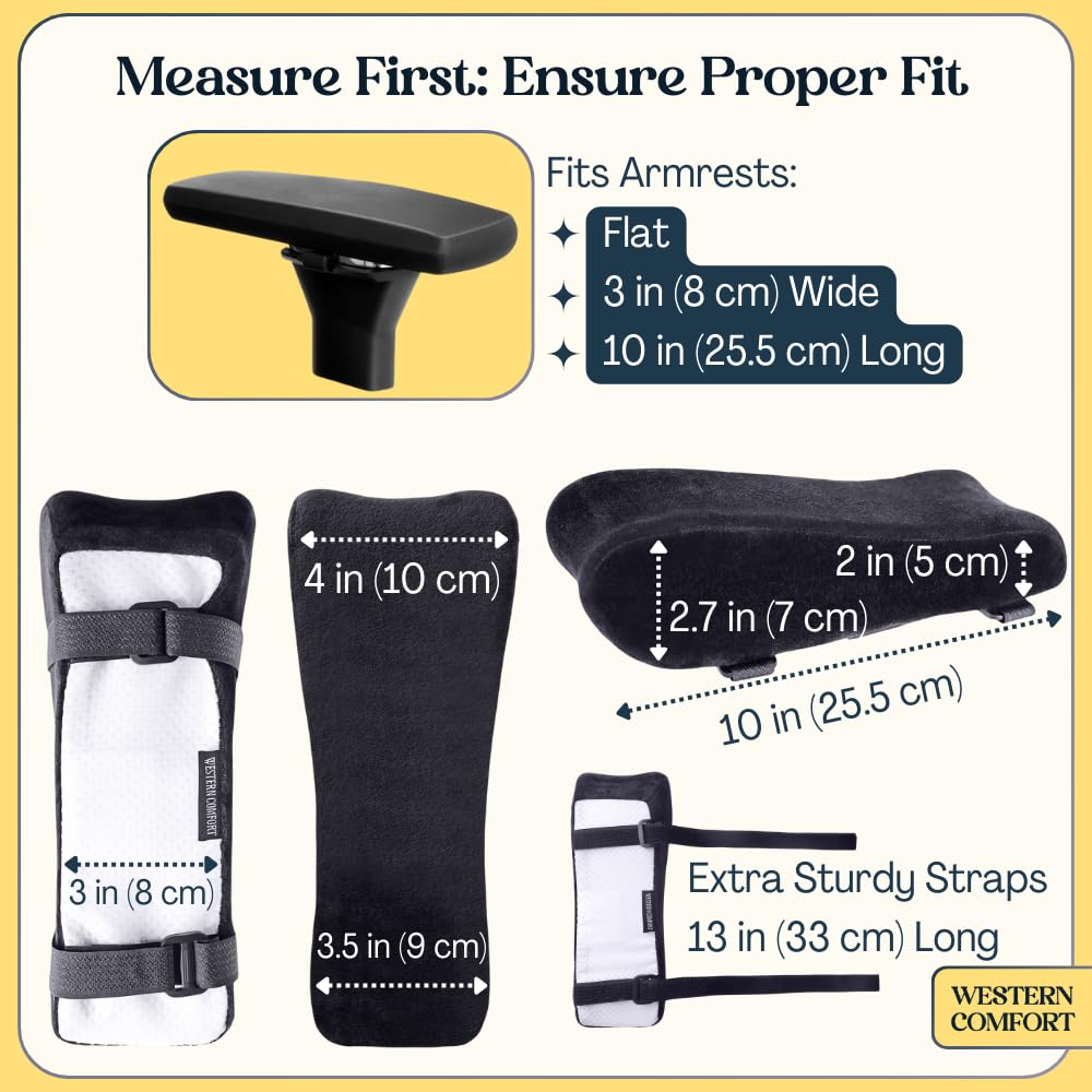 WESTERN COMFORT Thick Office Chair Arm Pads - Office Chair Arm Covers - Armrest Pillow (Ergonomic)
