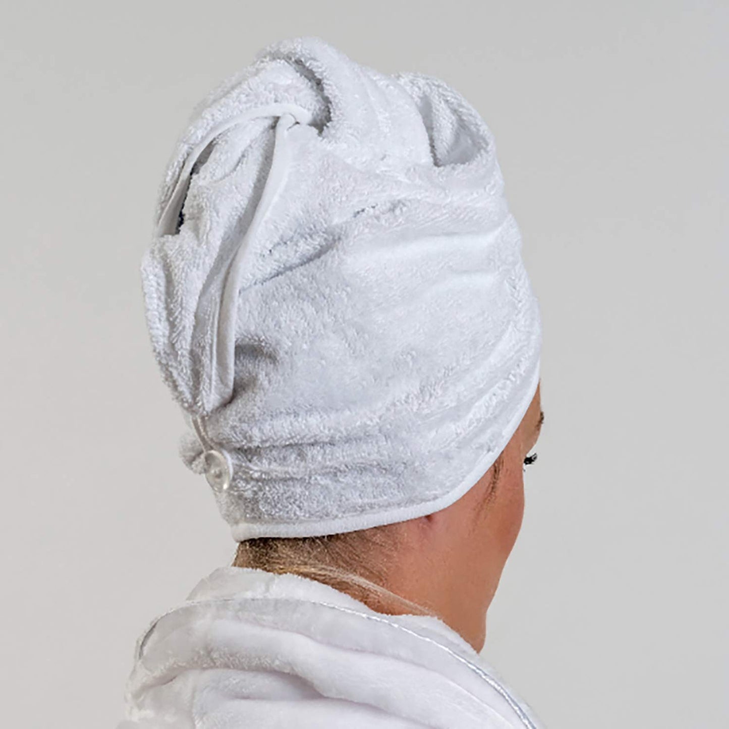 aztex Luxury Hair Turban Towel, Head Wrap Towel, Hair Drying Towel with Loop and Button Fastener, Luxury Absorbent and Lightweight Cotton