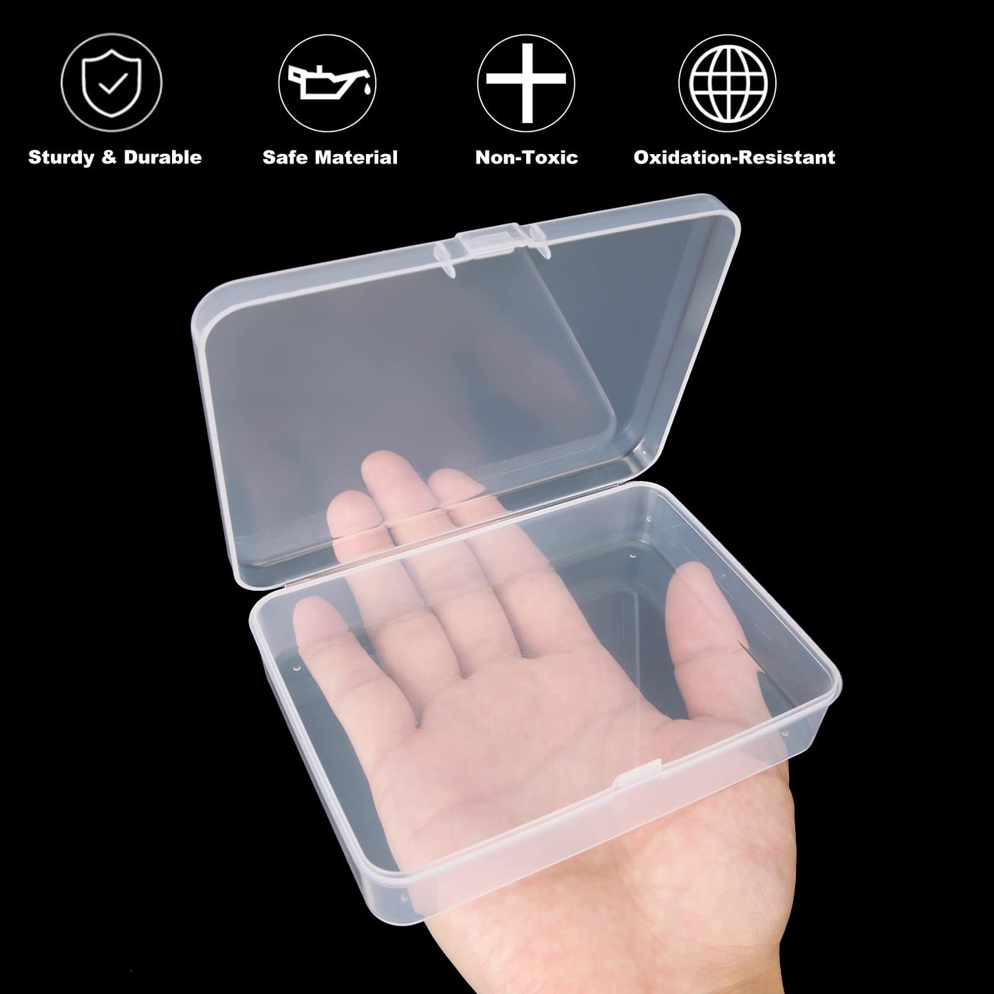 SENENQU 24 Pack Small Clear Plastic Storage Containers Box with Lid, Mini Rectangular Storage Box