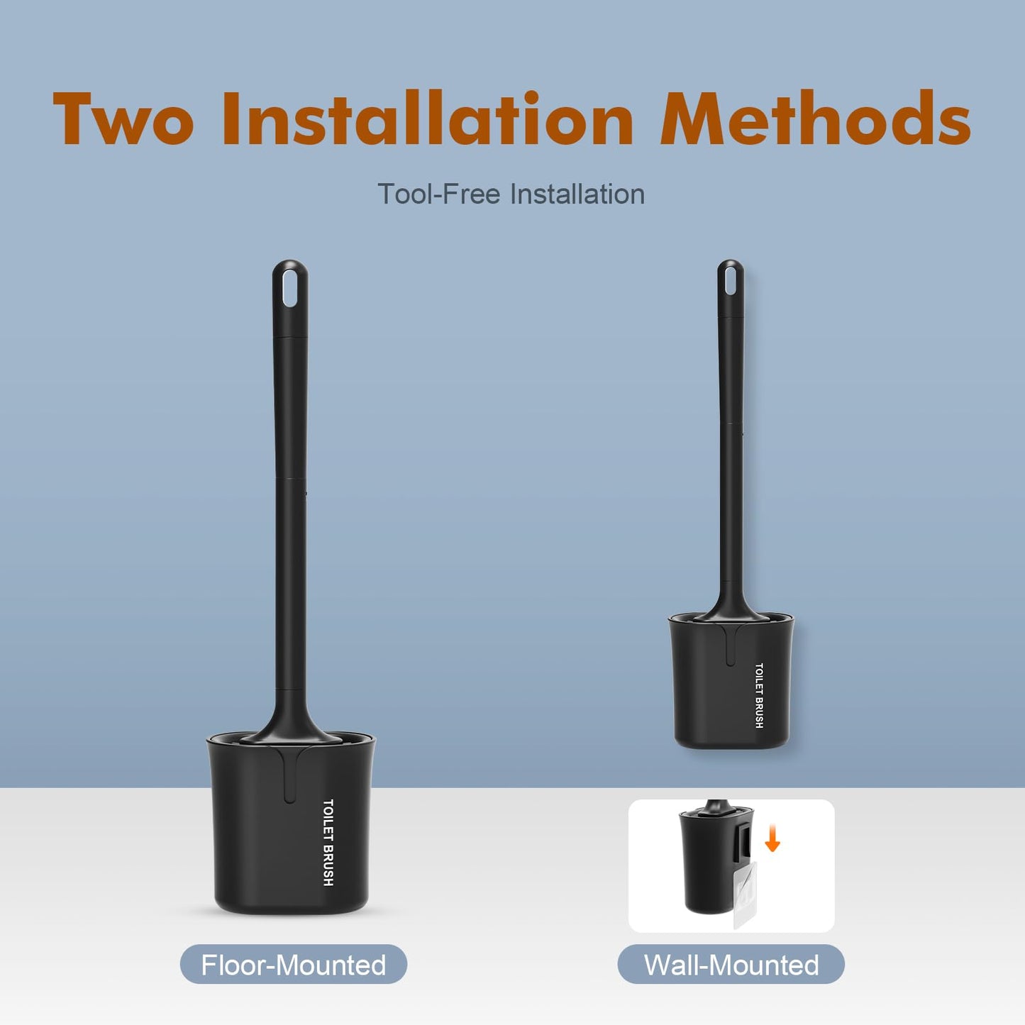Ibergrif Black Silicone Toilet Brush and Holder Set, Quick Drying M34156B